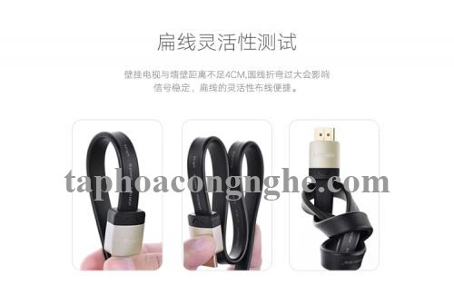 Ugreen 10263 5M màu Đen Cáp tín hiệu HDMI chuẩn 2.0 cáp dẹt đầu bọc hợp kim HD123 30010263